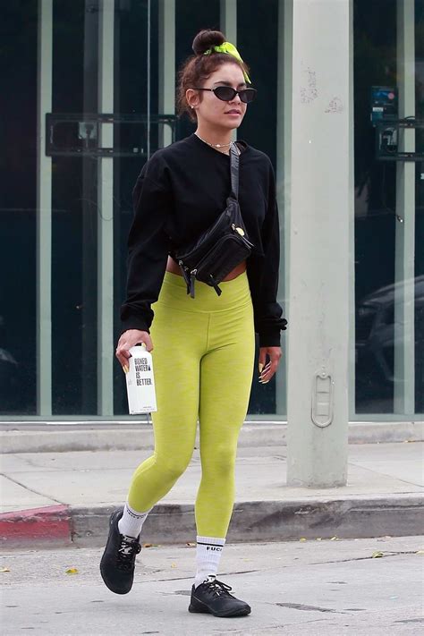Vanessa Hudgens Shows Off Her Toned Legs In Green Leggings While Making