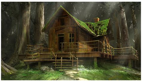 Artstation Forest Hut Quentin Mabille Fantasy House Cottage