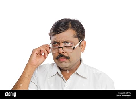 1 Indian Adult Man Spectacles Peeking Serious Stock Photo Alamy