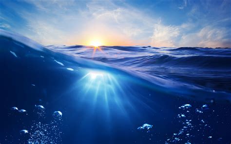Download Wallpapers Ocean 4k Waves Underwater Sunset Sea For