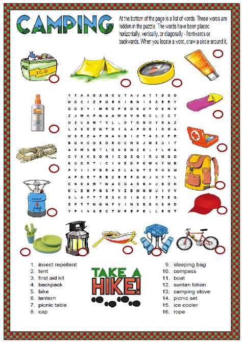 Printable Summer Camp Word Search Riset
