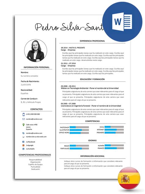 Modelo de curriculo editable en Word Documento fácil de editar y de personalizar Diseños de