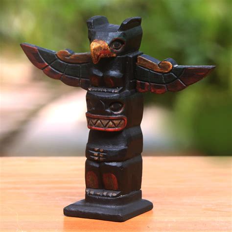 Hand Carved Wood Totem Statuette From Bali Garuda Totem Novica