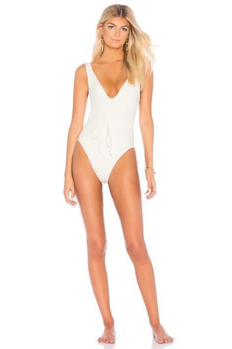 solid and striped the michelle tie one piece in cream revolve