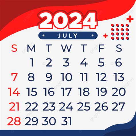 Conception Du Calendrier De Juillet 2024 Vecteur Png Juillet 2024