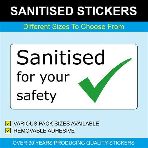 1 For Sanitised For Your Safety Stickers Covid Stickers Uk