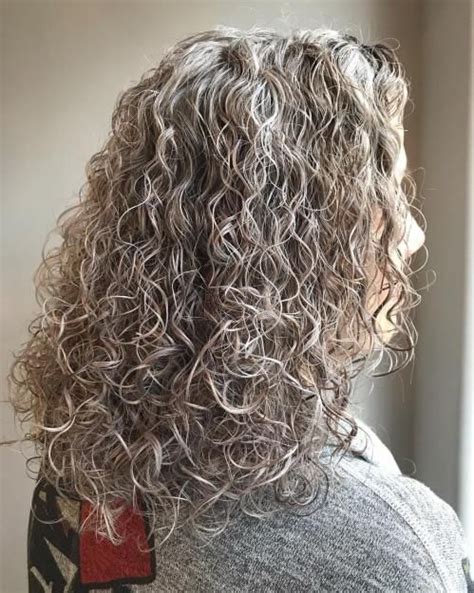 Medium Gray Blonde Perm Curls Perm Curls Bouncy Curls Silver Grey