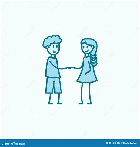 Friendship Between Boy And Girl 2 Colored Line Icon Simple Colored