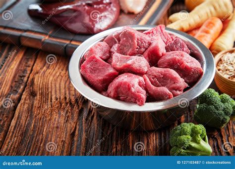 Healthy Dog Food Ingredients On Rustic Wood Stock Image Image Of Food