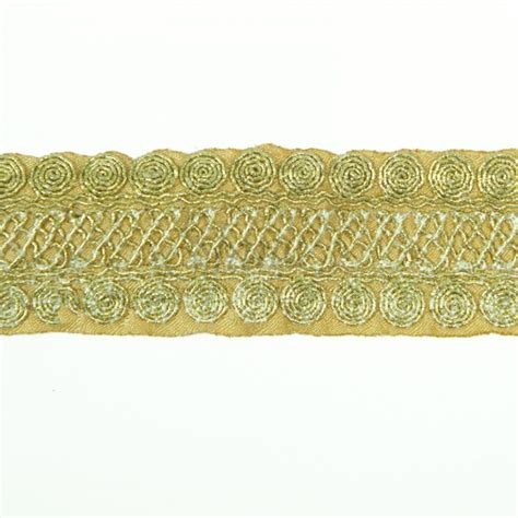 Indian Loop Swirl Mesh Trim Gold Shine Trimmings And Fabrics