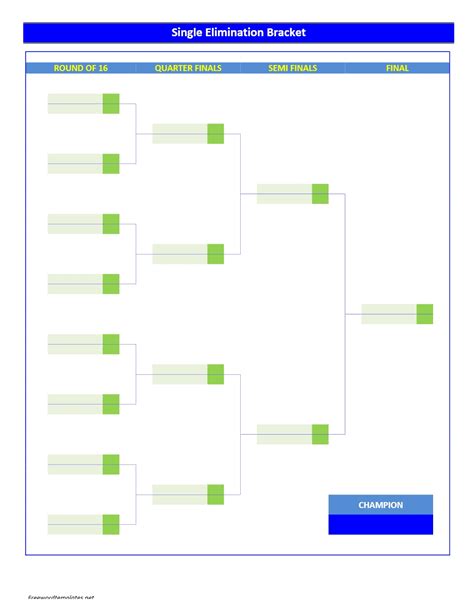 Tournament Single Elimination Bracket