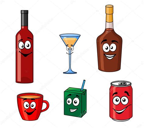 Juego De Dibujos Animados De Bebidas O Bebidas Variadas Vector Gráfico