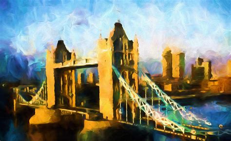 London Bridge Abstract Realism Mixed Media By Georgiana Romanovna