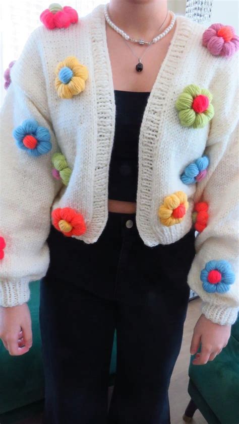 Flower Cardigandaisy Handknit Crochet Cardigan Crochet Cardigan