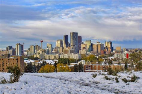 Calgary Skyline During The Winter Stock Image Image Of Urban City