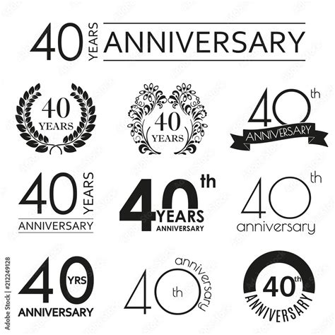 40 Years Anniversary Icon Set 40th Anniversary Celebration Logo
