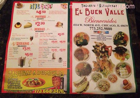 Online Menu Of El Buen Valle Restaurant Restaurant Chicago Illinois