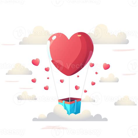 Illustration Of Red Heart Shape Balloons With Clouds Love Or Valentine Concept 23682726 Png