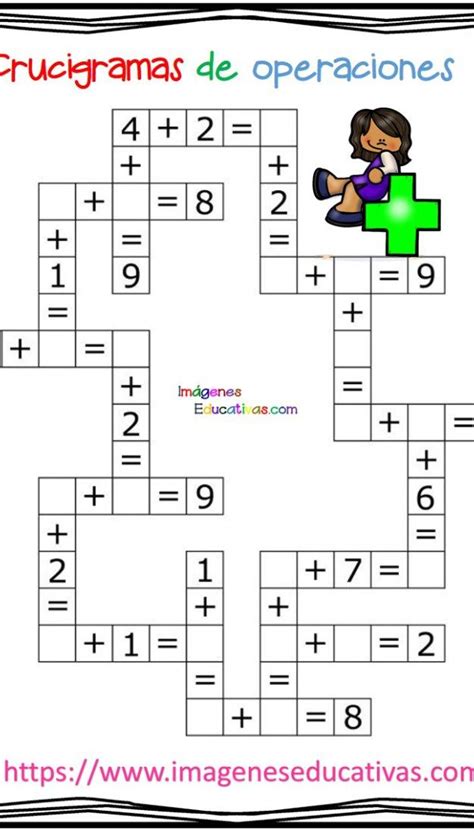 Juegos matemáticos ✅ para aprender los números, cantidades, formas, sumas, restas. Crucigramas de operaciones sencillas (6) | Ejercicios de calculo, Juegos didacticos de ...
