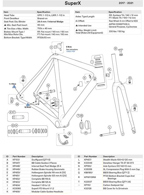 Cannondale Superx 2017 2021 Parts List And Exploded Diagram