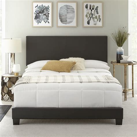 Premier Sutton Upholstered Faux Leather Platform Bed Frame Full Black