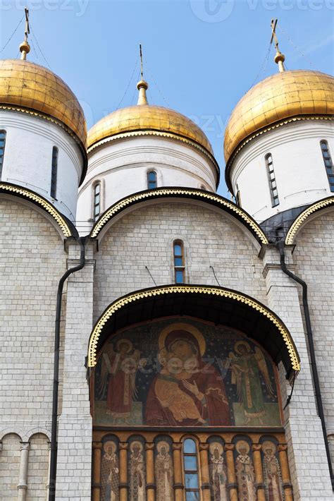 Decor Of Dormition Cathedral In Moscow Kremlin Stock Photo At