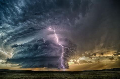 Supercell Thunderstorm With Tornado And Lightning Bolt In Etsy In