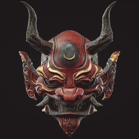 Artstation Oni Mask Jacques Leyreloup Oni Mask Japanese Demon