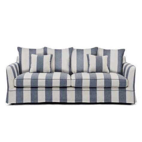 Classic Hamptons Style Three Seater Sofa In Blue And Cream Stripe In 2021