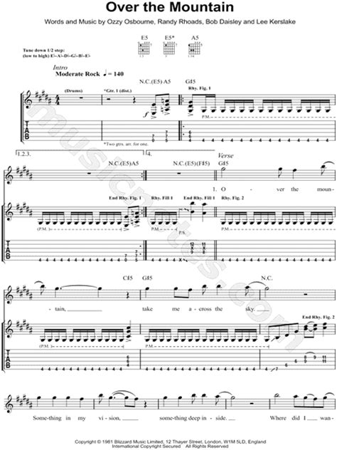 Ozzy Osbourne Over The Mountain Guitar Tab In G Minor Download