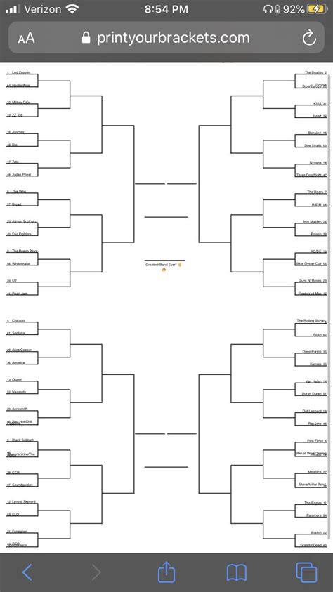 A Classic Rock March Madness Bracket I Made Feel Free To Tell Me
