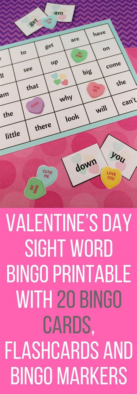Valentines Day Sight Word Game With 20 Printable Cards Flashcards And