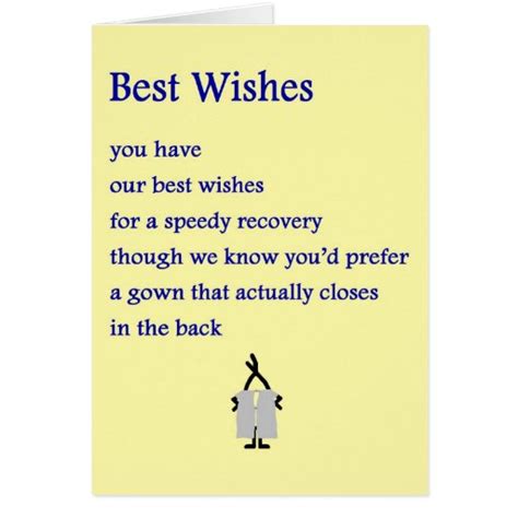 Best Wishes A Funny Get Well Poem Card Zazzle