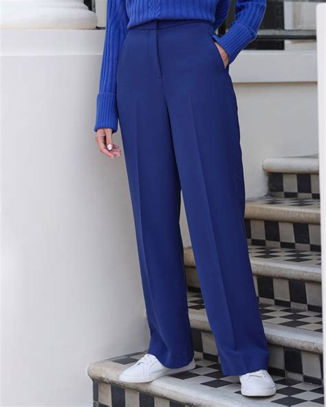 Dark Cobalt Wide Leg Trousers Pure Collection