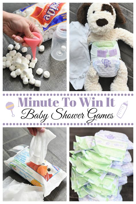Fun Minute To Win It Baby Shower Games Baby Shower Party Games Baby