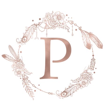 Letter P Rose Gold Pink Initial Monogram Art Print By Nature Magick X