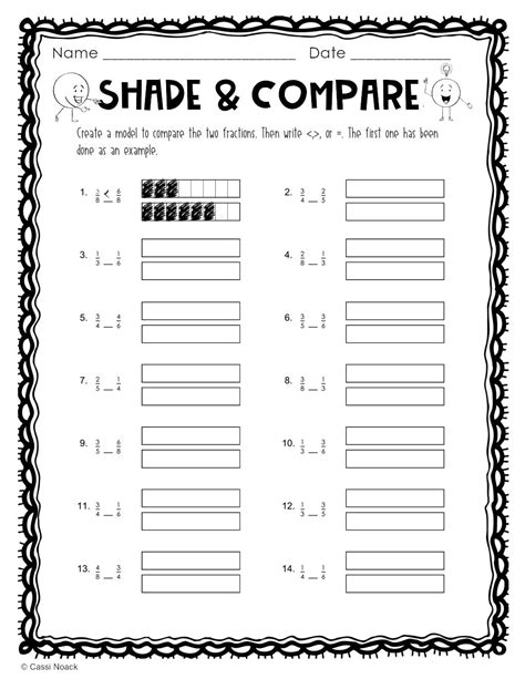 Comparing Fractions Shade And Compare Fractions Minds In Bloom