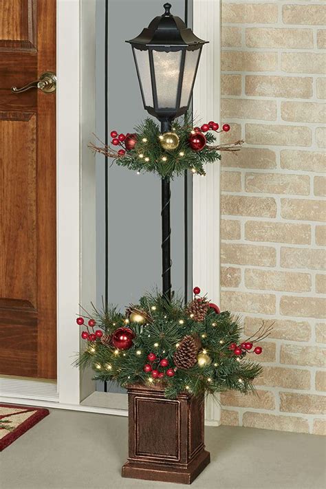 Transform your yard into a winter wonderland with icicle lights and reindeer statues. Holiday Indoor Outdoor Lighted Lamp Post Topiary | Outdoor ...