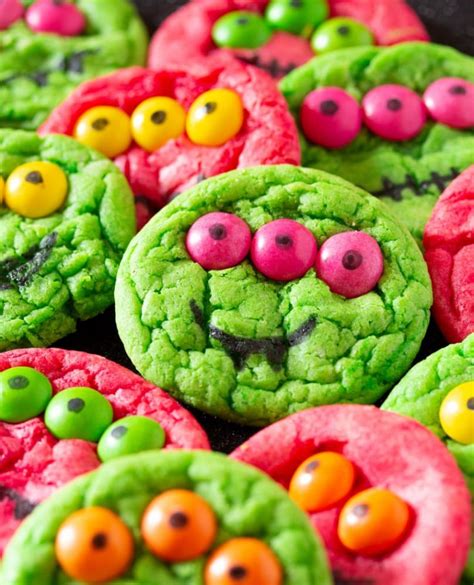 Six Ingredient Cake Mix Halloween Monster Cookies I Knead To Eat