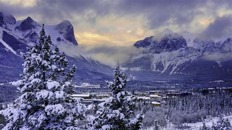 Kanada Banff National Park Winter Schnee Berge Tal 2560x1600 Hd