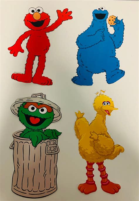 Sesame Street Characters Count Elmo Bert Ernie Grouch And The Gang Edible Cake Topper Image