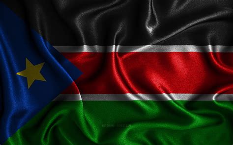 bandera de sudán del sur banderas onduladas de seda países africanos símbolos nacionales