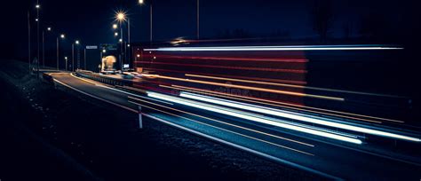 Lights Of Cars With Night Long Exposure Stock Photo Image Of White