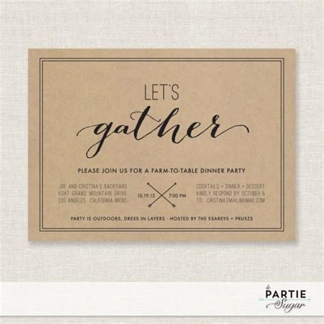 An invitation is a request, a solicitation, or an attempt to get another person to join you at a specific event. Let's Gather - Dinner Party Invitation - PRINTABLE ...