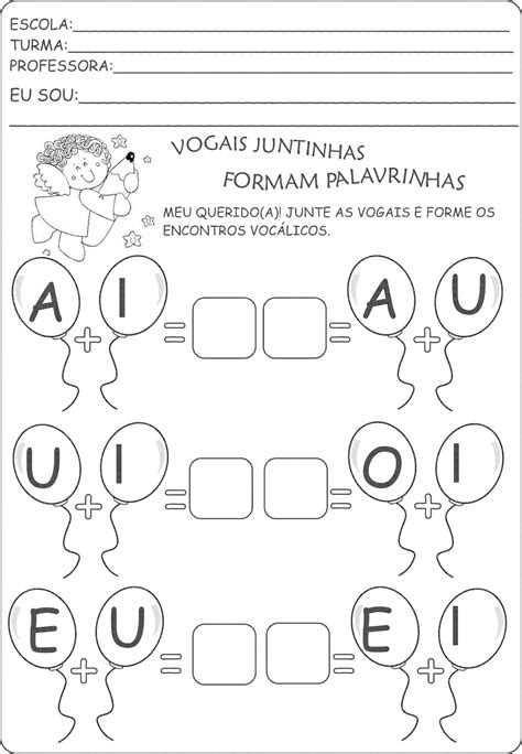 Atividade De Portugues 1 Ano Encontro Vocalico
