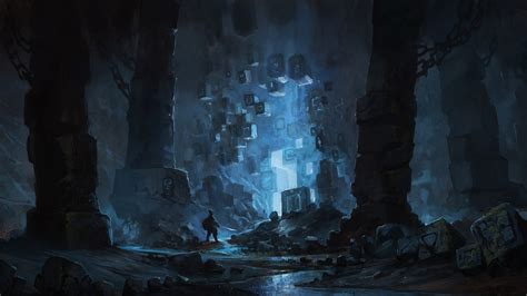 Science Fiction Fantasy Art Blue Cave Wallpapers Hd