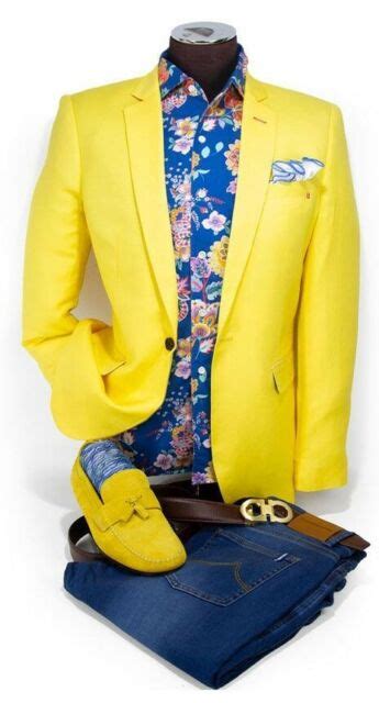 Men Yellow Jacket Suit Grooms Tuxedos Wedding Prom Formal Suits Blazer