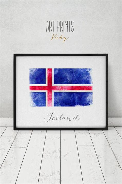 Iceland Art Iceland Flag Art Iceland Flag Print Iceland Etsy