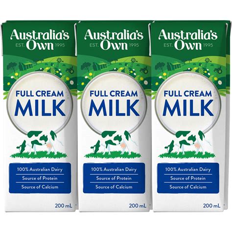 Australias Own Full Cream Long Life Milk 200ml X6 Pack Woolworths