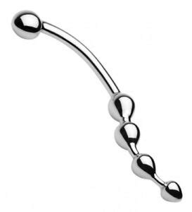 Master Series Curved Metal Realistic Anal Dildo Inch Wand